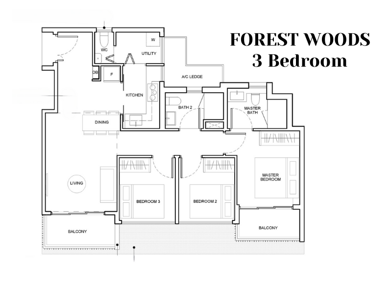 Forest Woods 3 BR Floor Plan The Chuan Park Competitor