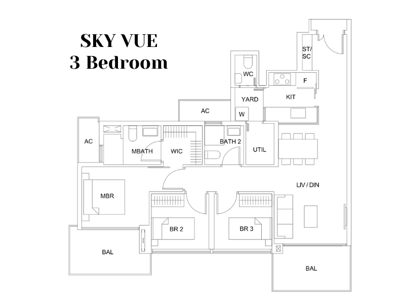Sky Vue 3 Bedroom Floorplan The Chuan Park Competitor
